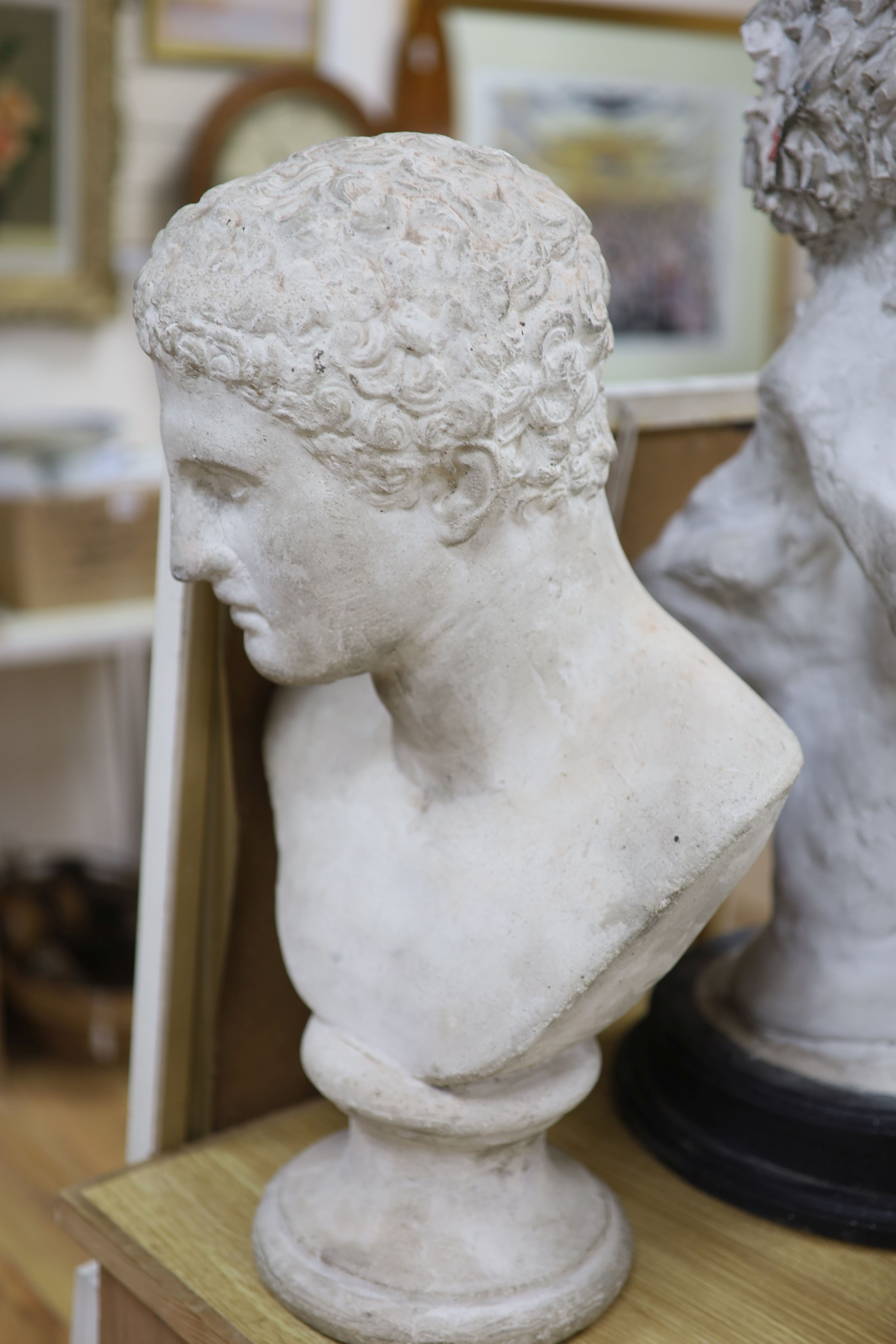 After the Antique. A plaster bust of Hermes, height 53cm